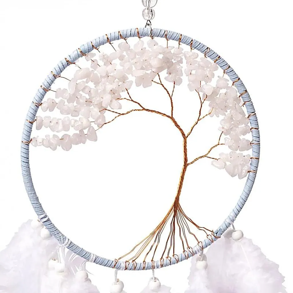 Déco Zen : Attrape-rêves Arbre de Vie Jade Blanc pour Sommeil Paisible - 2