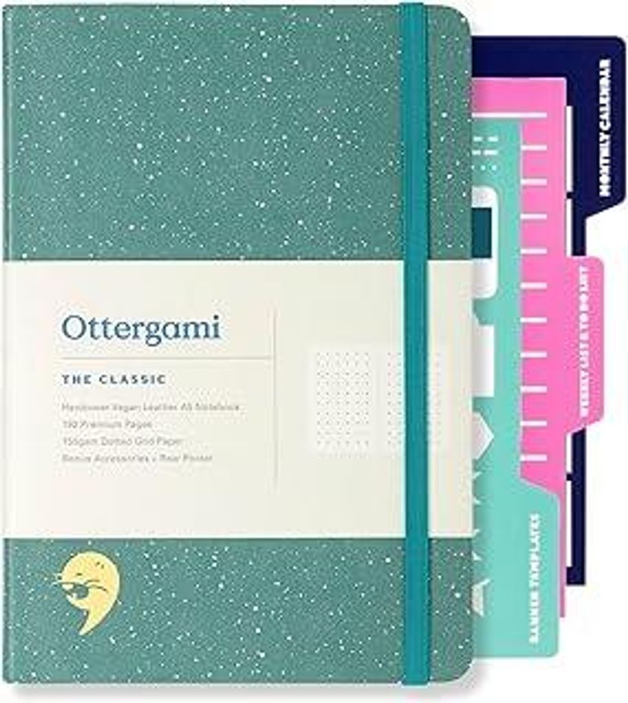 Ottergami Bullet-Notizbuch-Set mit Punktmuster | Hardcover, 150 g/m², Notizbuch | A5 | Notizbuch-Set mit Punktmuster, inklusive Schablonen, Tasche...