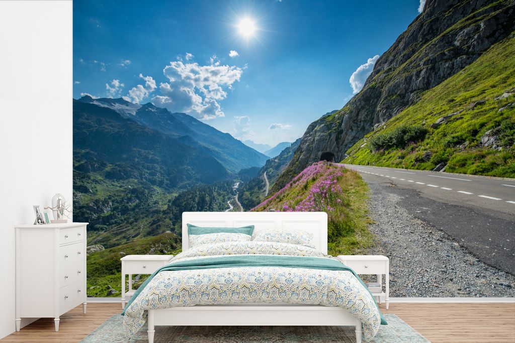 MuchoWow Fototapete für Wohnzimmer oder Schlafzimmer Wandtapete Vinyl Motivtapete Schweiz - Alpen - Natur - 330x220 cm - Fototapeten
