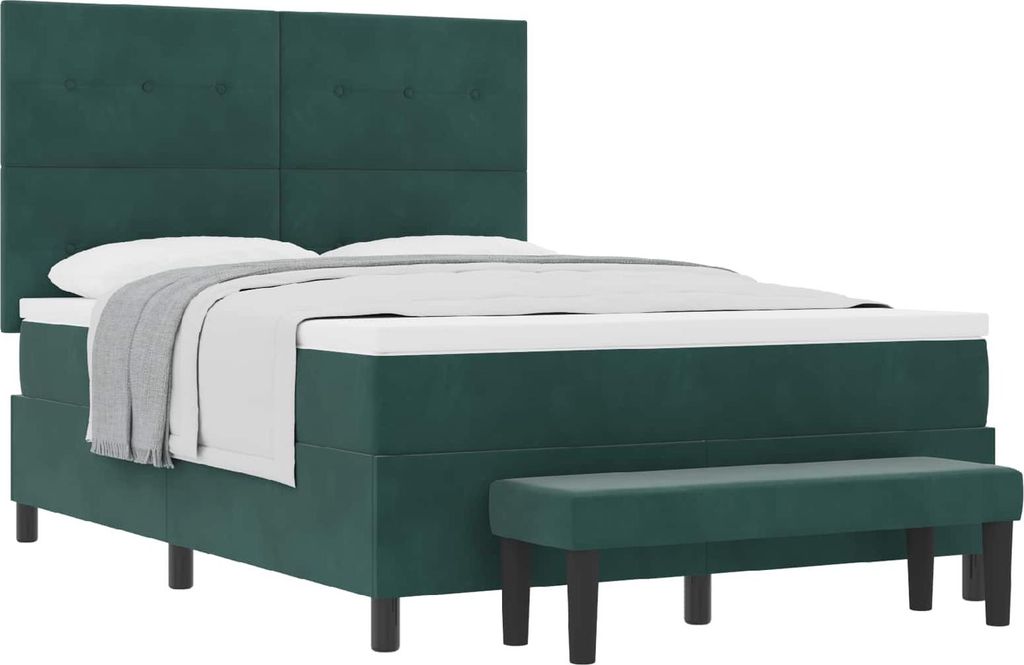 Boxspringbett mit Kopfteil Dunkelgrün 200 x 140 cm Samt