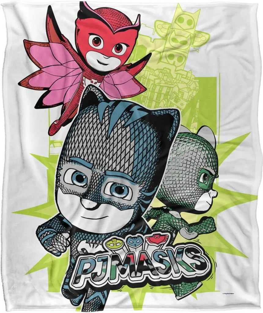 Couverture Polaire PJ Masks pour Enfant TV18909 - Plaid Doux Blanc