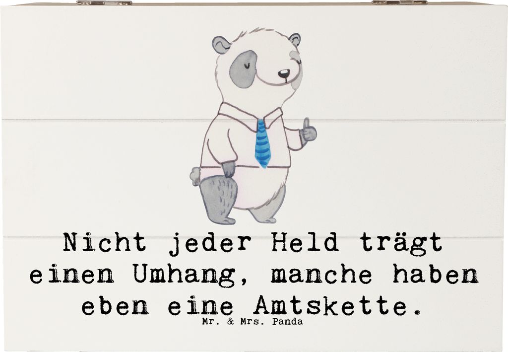 Mr. & Mrs. Panda Box Bürgermeister Held 22 x 15 cm - Weiß - Geschenk, Holzkiste, Beruf, Verantwortung, kreative Geschenke, Stadtentwicklung, Kist...