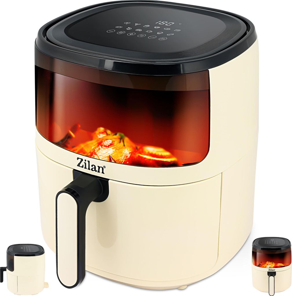 Zilan Heißluftfritteuse 5 Liter 4 in 1 Mini Backofen Grillen Backen Dörren Frittieren Heissluftfritteuse Friteuse ohne Öl Air Fryer Heißluftofe...