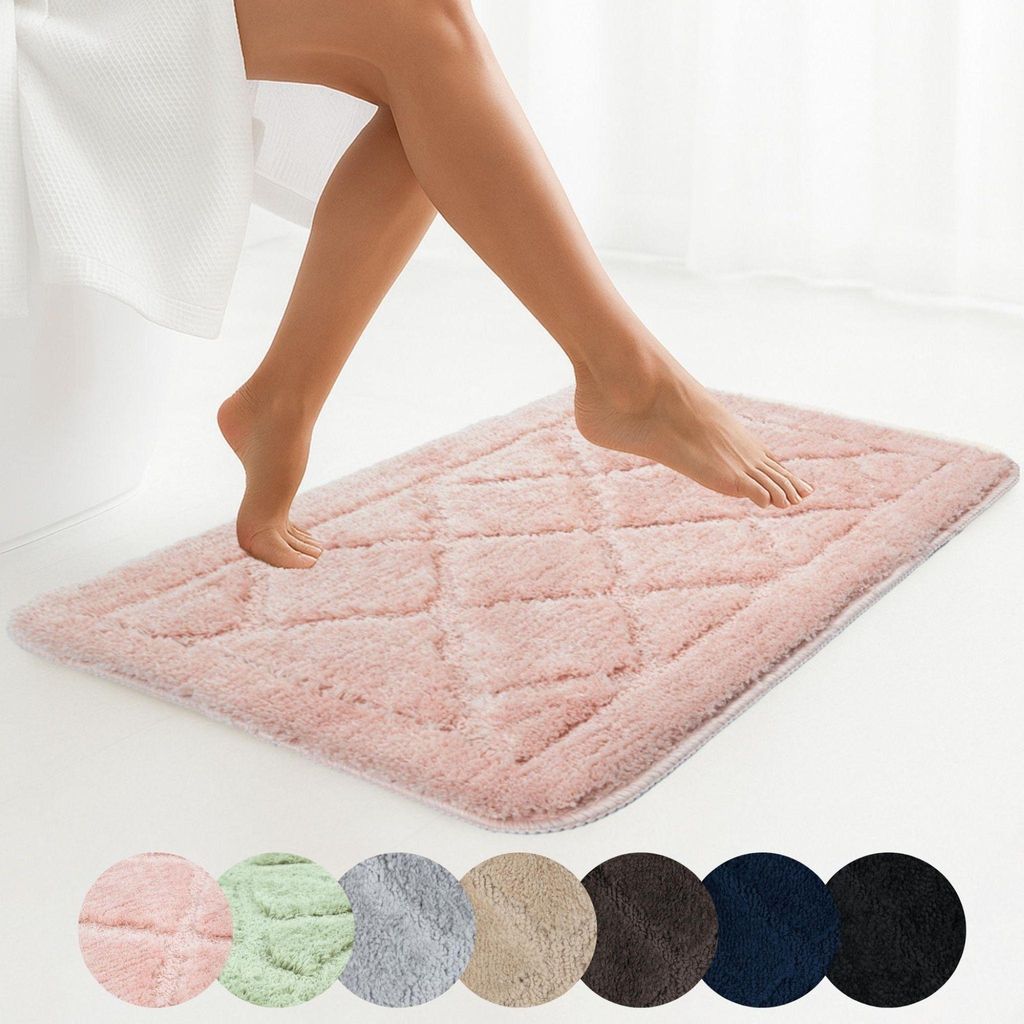 Badematte - Rosa - 60x100 cm - Rechteckig - Rutschfest - SOFT - Maschinenwaschbar - Schnell Trocknend