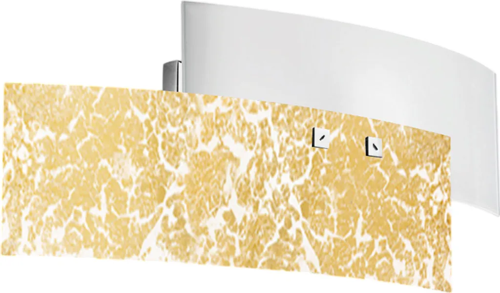Applique Lara 2 Lumières E14 Verre Blanc et Finition Feuille d'Or