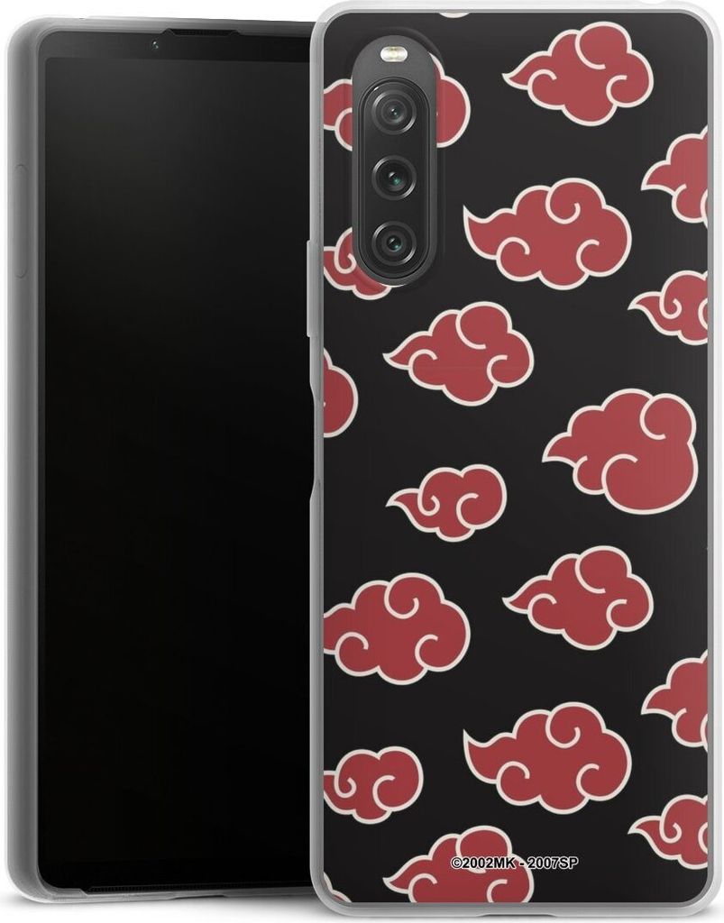 DeinDesign Slim Hülle für Sony Xperia 10 V Silikon Case Ultra Dünn Handyhülle Naruto Shippuden Offizielles Lizenzprodukt Akatsuki
