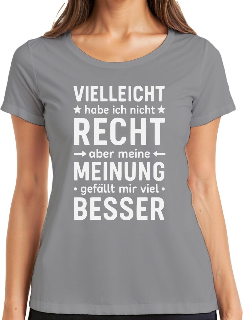 Vielleicht nicht recht aber meine Meinung besser lustig Humor Damen T-Shirt, Grau, S
