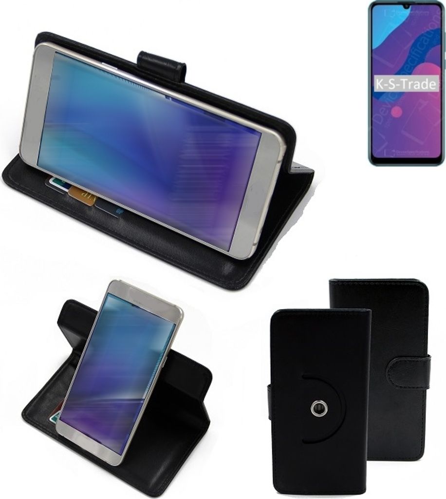 K-S-Trade Case Schutzhülle Handyhülle kompatibel mit Huawei Honor 9A Flipcase Smartphone Cover Handy Schutz Tasche Klapphülle Walletcase schwarz