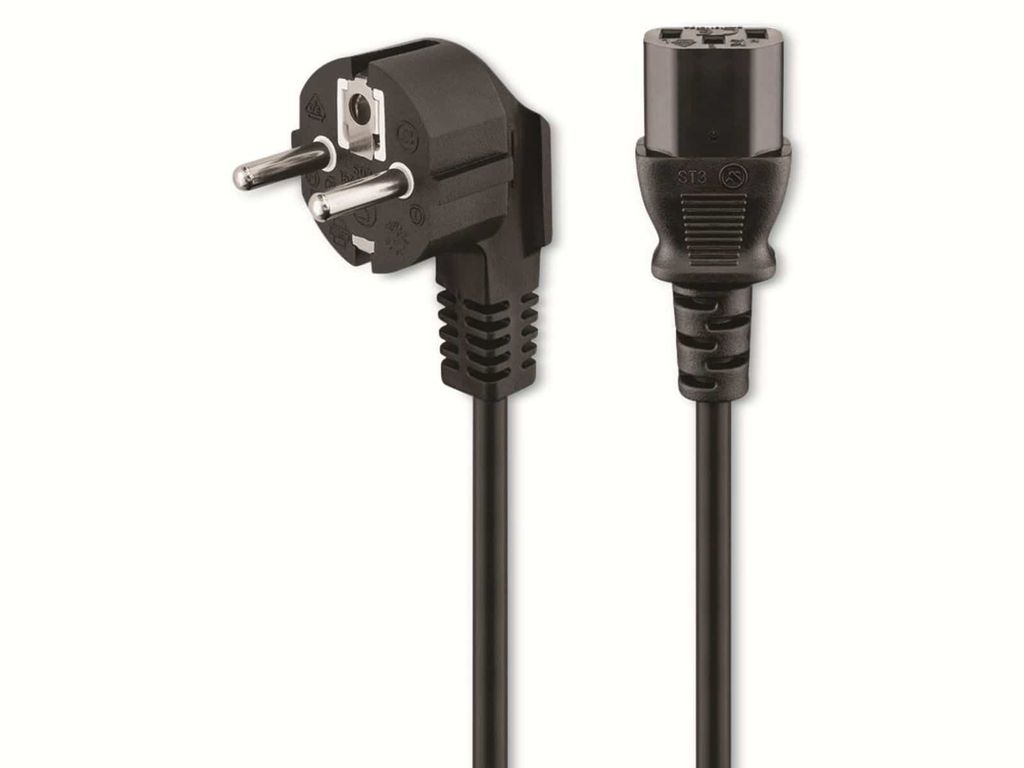 Kaltgeräte Netzkabel Schutzkontakt-Stecker abgewinkelt  Produktbild 