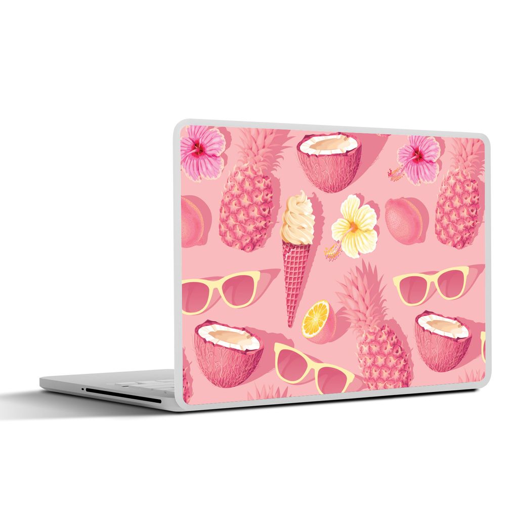 MuchoWow Laptop Aufkleber Sticker Cover Sommer - Muster - Rosa 30x22 cm - Laptop-Sticker