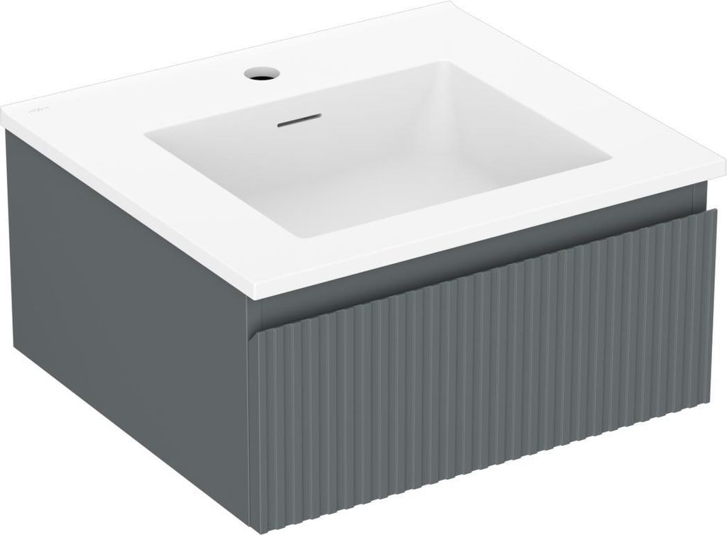 Mexen Rivel Badezimmerschrank 50 cm mit Otis-Waschtisch, 1 Schublade, geriffelt, Graphit matt/Weiß matt - 91A20-05023-1-BF66-W1?