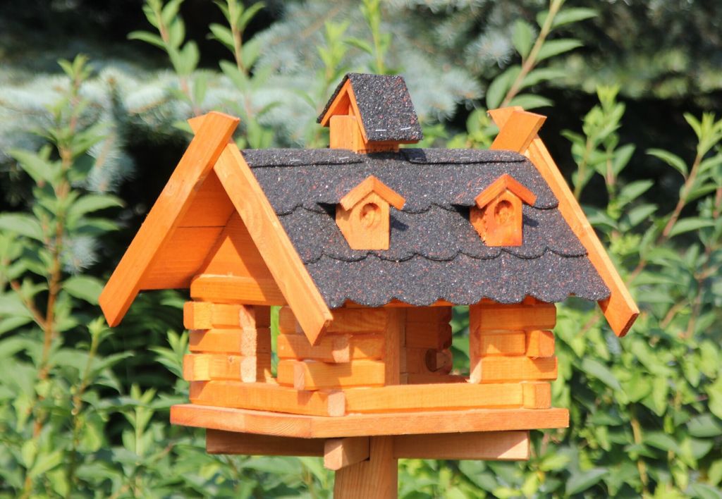 Rechteckiges Vogelhaus schwarz Typ 8 aus Holz NEU