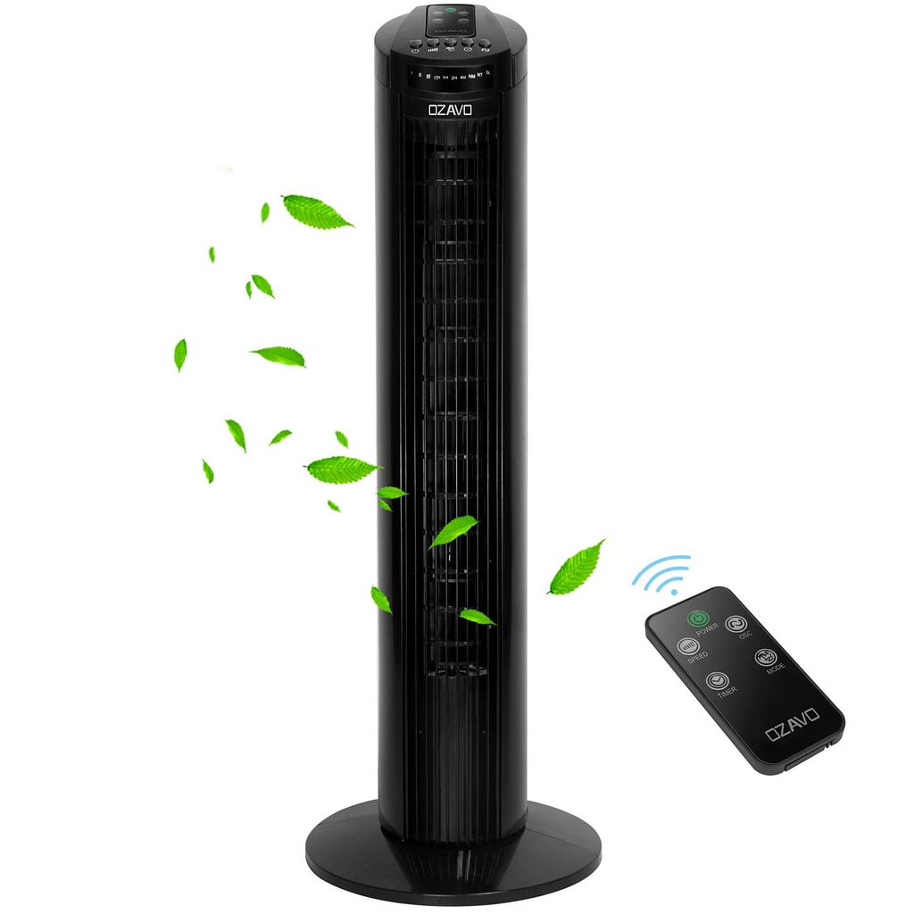 OZAVO Turmventilator OZ200, Energiesparend Standventilator mit Fernbedienung, 74cm Ventilator, 3 Einstellbare Geschwindigkeitsstufen 3 Lüftungs Mo...