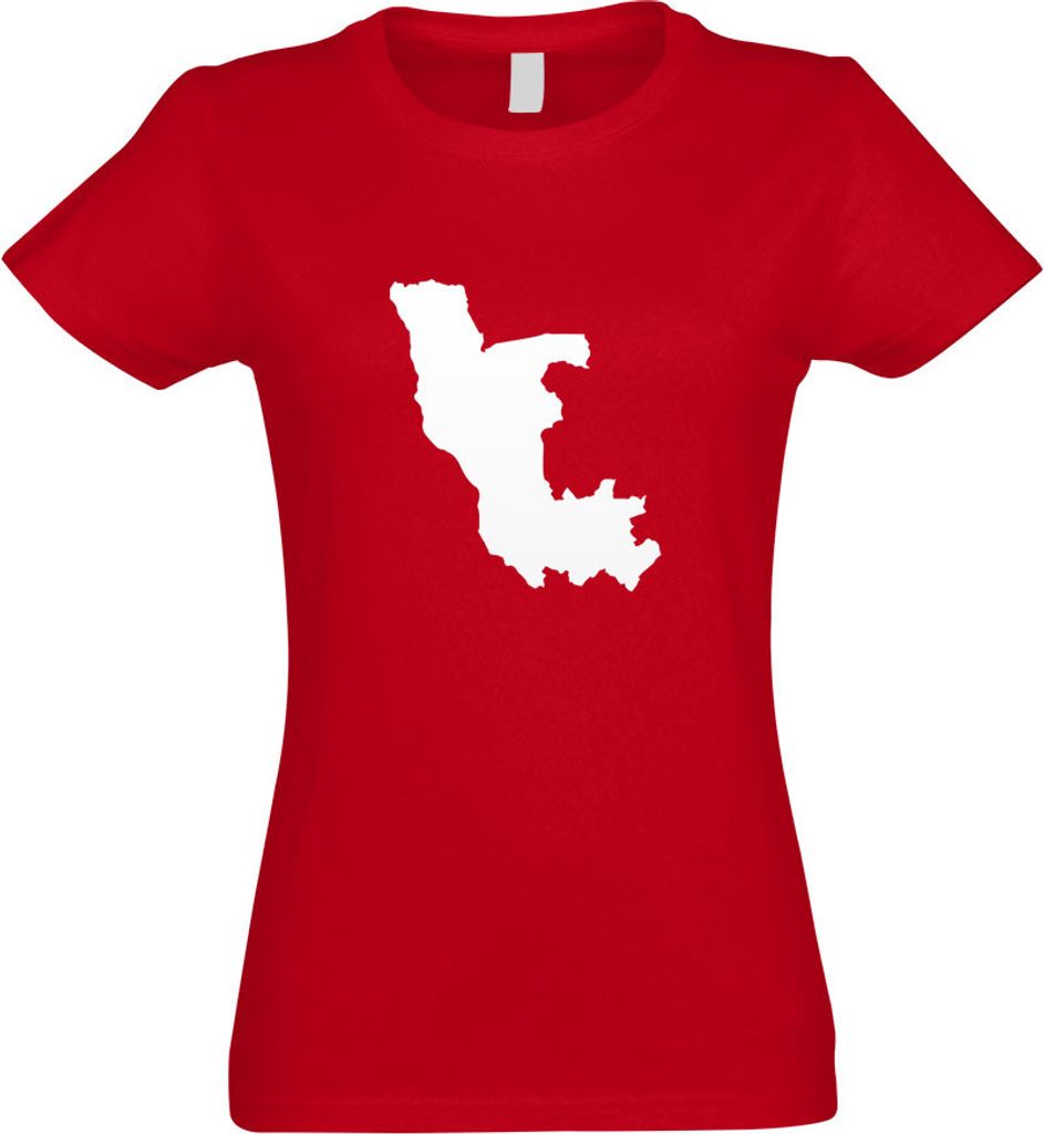 Kiwistar - T-Shirt tailliert - Damen - rot - Kongo, Republik Umriss Kontur - mit Motiv Bedruckt - Funshirt Design - Sport - Freizeit - Damen - L