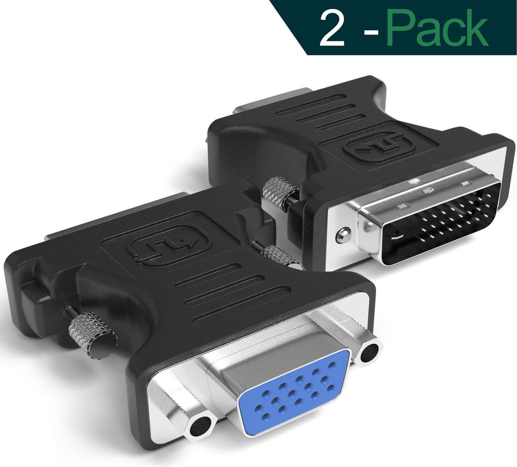 DVI-D 24+1 auf VGA Adapter 4K 1080P Full HD 3D Dual Link VGA Buchse 2er Set
