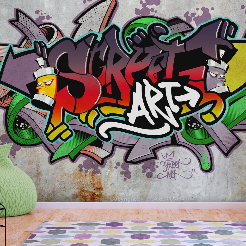 Basera Selbstklebende Fototapete Street Art-Motiv i-A-0158-a-d, mit UV-Schutz, 392x280 cm