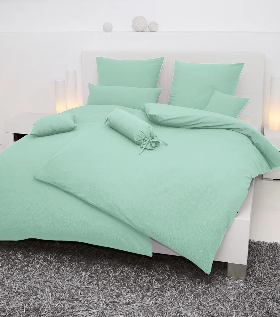 Janine Piano 125 Linge de lit Mako-Soft-Seersucker 155x220 cm vert clair
