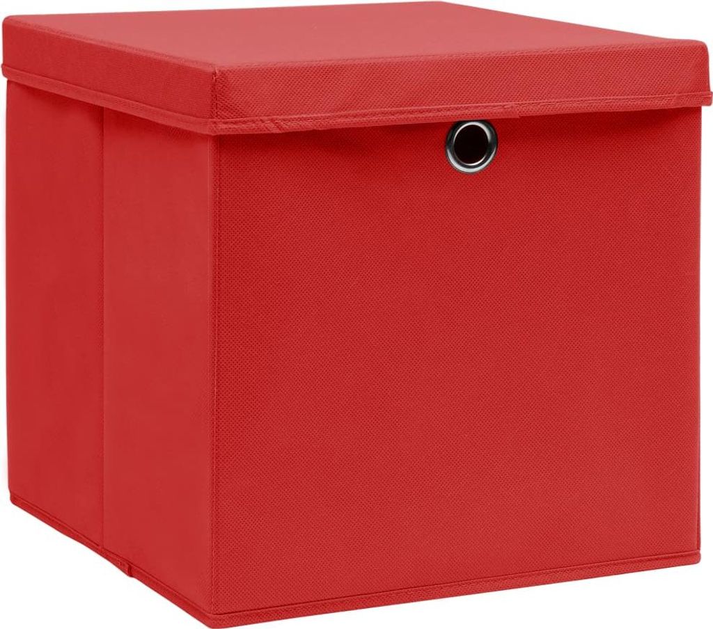 vidaXL Úložné boxy s víkem 4 ks 28x28x28 cm Červený Obrázek produktu 