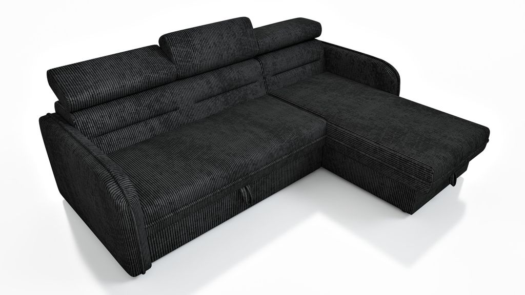 Anton Ecksofa mit Schlaffunktion ausklappbares Bett Behälter bewegliche Kopfstützen Poso 135 Iwmar Möbel