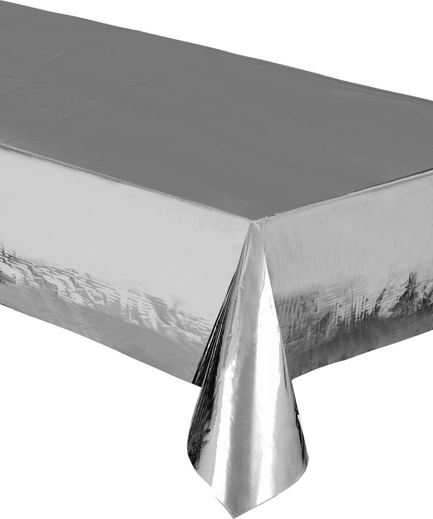 Plastiktischdecke Metallic Silber 137 x 274 cm - Produktbild 