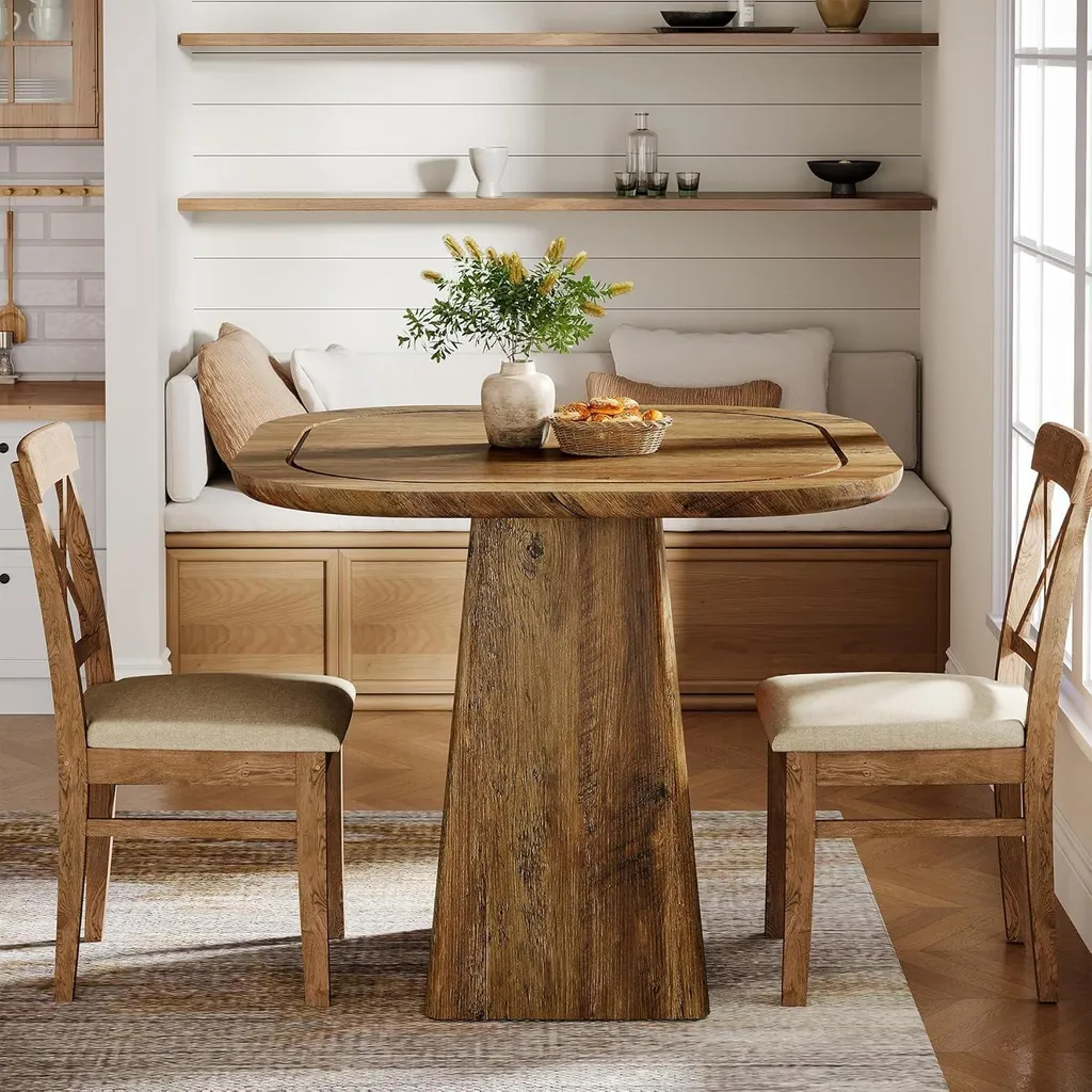 Table ronde rustique 80 cm avec structure métallique robuste et design - 9