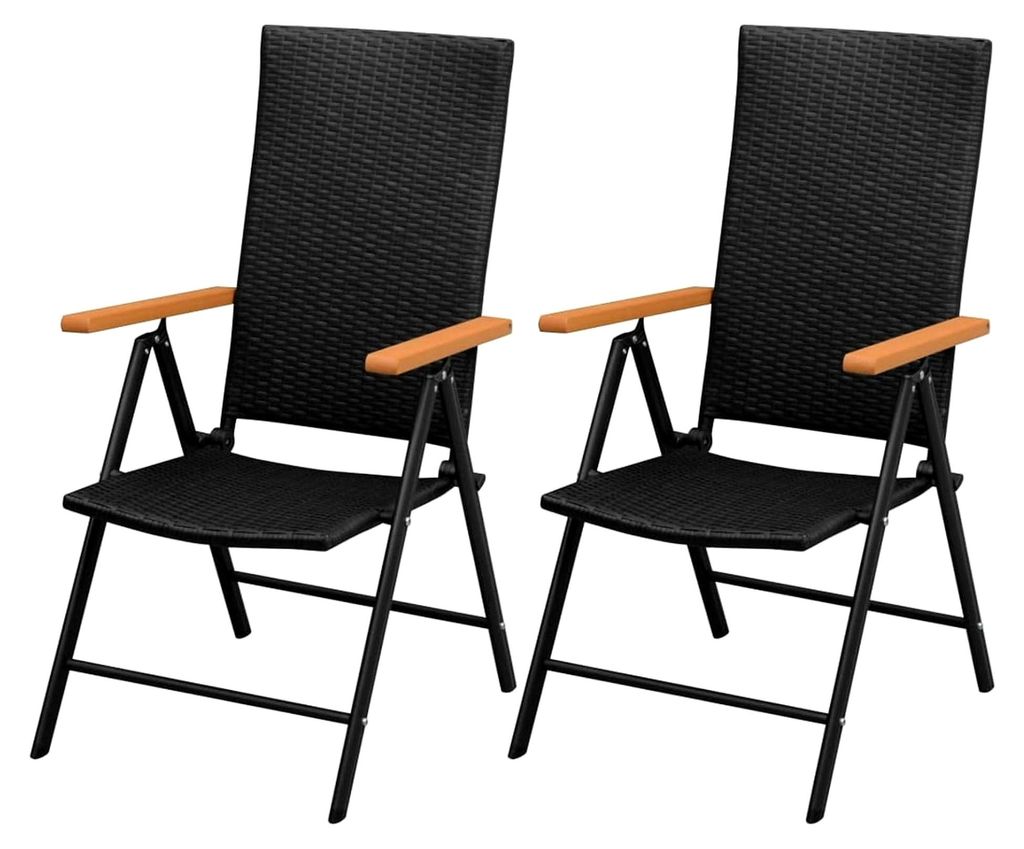 Stapelbare Gartenstühle 2 Stück Poly Rattan Schwarz Grand Patio Gartensessel