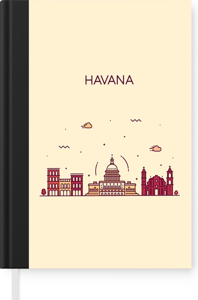 MuchoWow Notizbuch Tagebuch Haushaltsbuch Notebook A5 Havanna - Kuba - Skyline - Notizblock - Notizheft - Notebook - Schreibblock - Papier