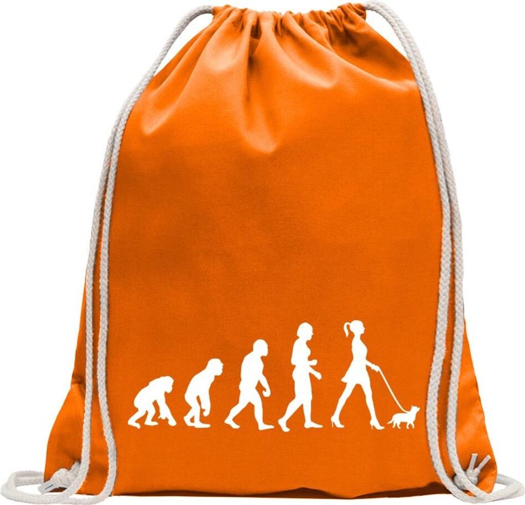Kiwistar - Turnbeutel - mandarin - Evolution It-Girl Trend & Style - Fun Rucksack Sport Beutel Gymsack Baumwolle mit Ziehgurt