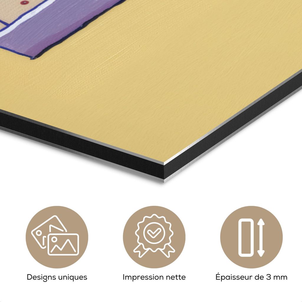 MuchoWow Wanddekoration Metall Metallbild Wandkunst 90x120 cm Pizza - Schachtel - Salami - Illustration MuchoWow Aluminium Gemälde - Industrial