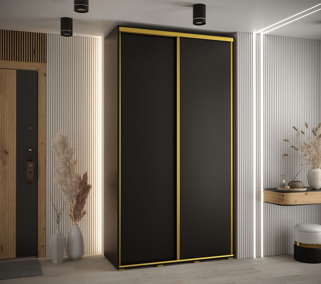 Kleiderschrank YVONA 1 - 140/45 cm, schwarz/gold