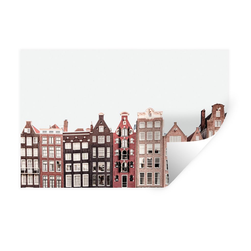 MuchoWow Wandtattoo Wandsticker Wandaufkleber Amsterdam - Architektur - Häuser - Straße 120x80 cm Selbstklebend und Repositionierbar - Selbstkl...