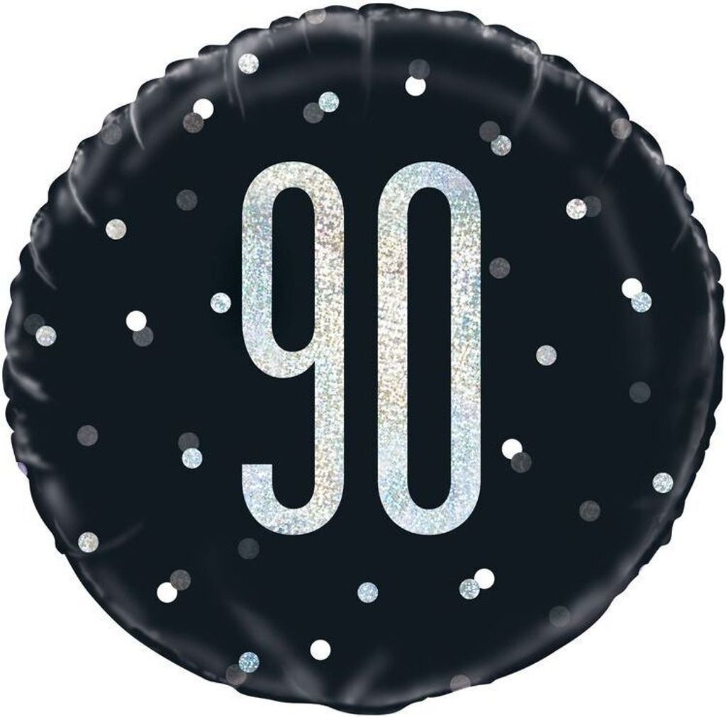 Schwarzer glänzender Folienballon zum 90. Geburtstag, Produktbild 