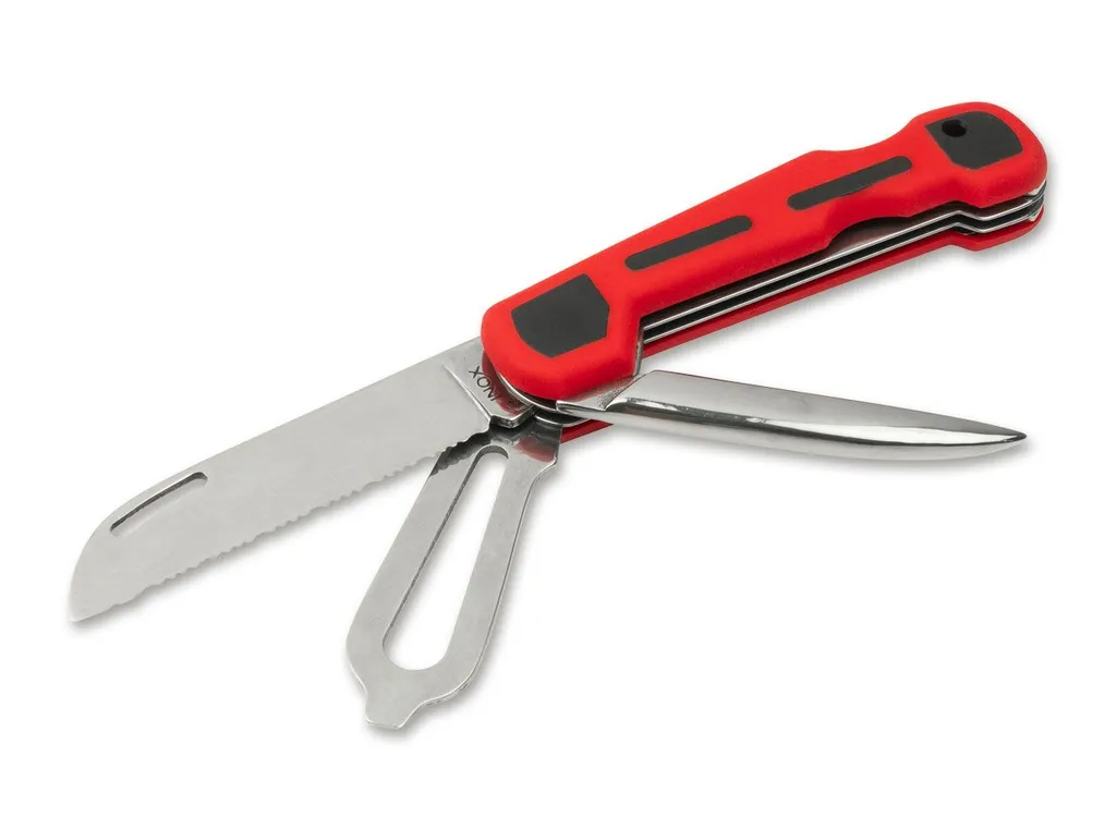Couteau de sécurité MAC Skipper rouge à lame inox crantée anti-sel