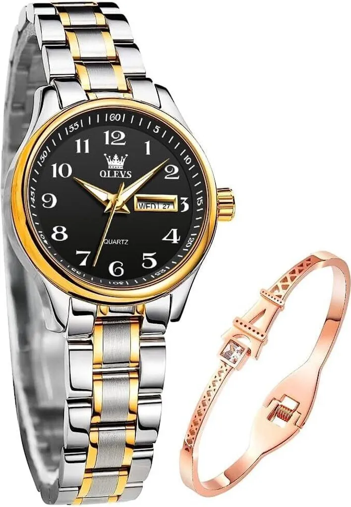 Orologio Donna Facile da Leggere Acciaio Inox Oro Argento Data