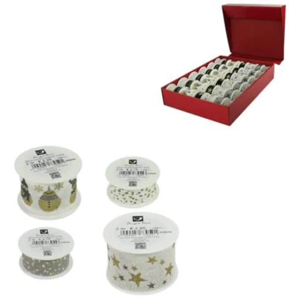 Décoration de cadeau raffinée ruban en corne noir blanc et doré x2 unités