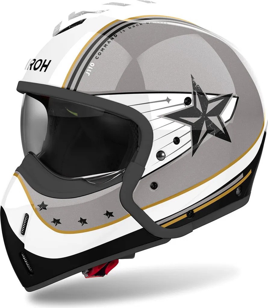 AIROH J 110 Command Blanc Or paillettes : Casque modulable confortable XL - 3