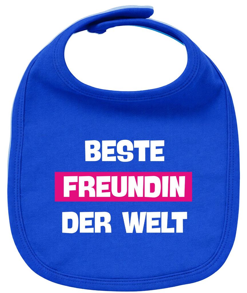 Huuraa Baby Lätzchen Beste Freundin der Welt Royal Blue Klettverschluss Baumwolle Latz Geschenkidee