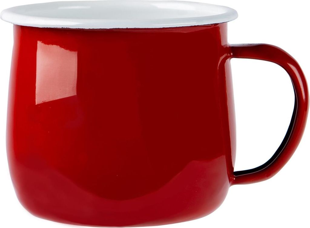 Argon Ta Farbiger Emaille-Bauchbecher – 375 ml – Rot