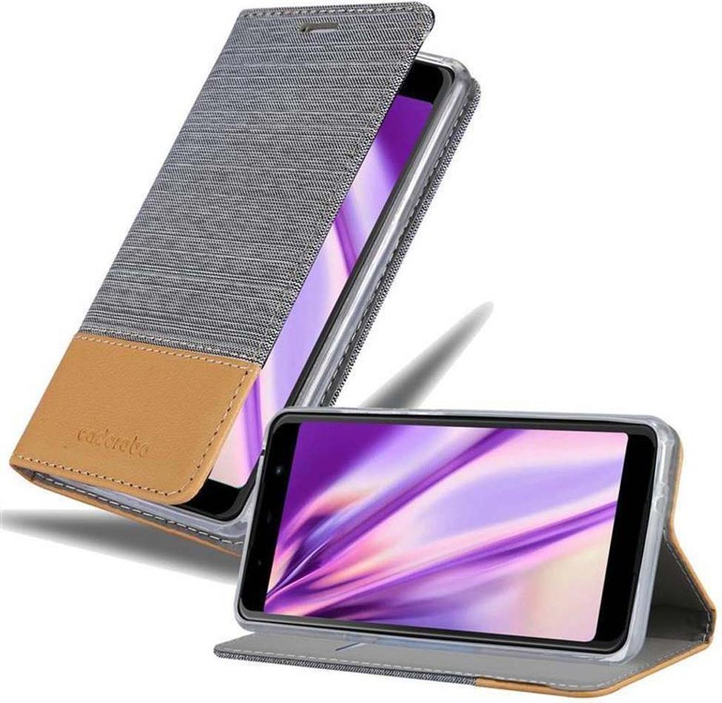 Cadorabo Hülle für WIKO LENNY 5 Schutzhülle in Grau Handy Hülle Etui Book Case Cover