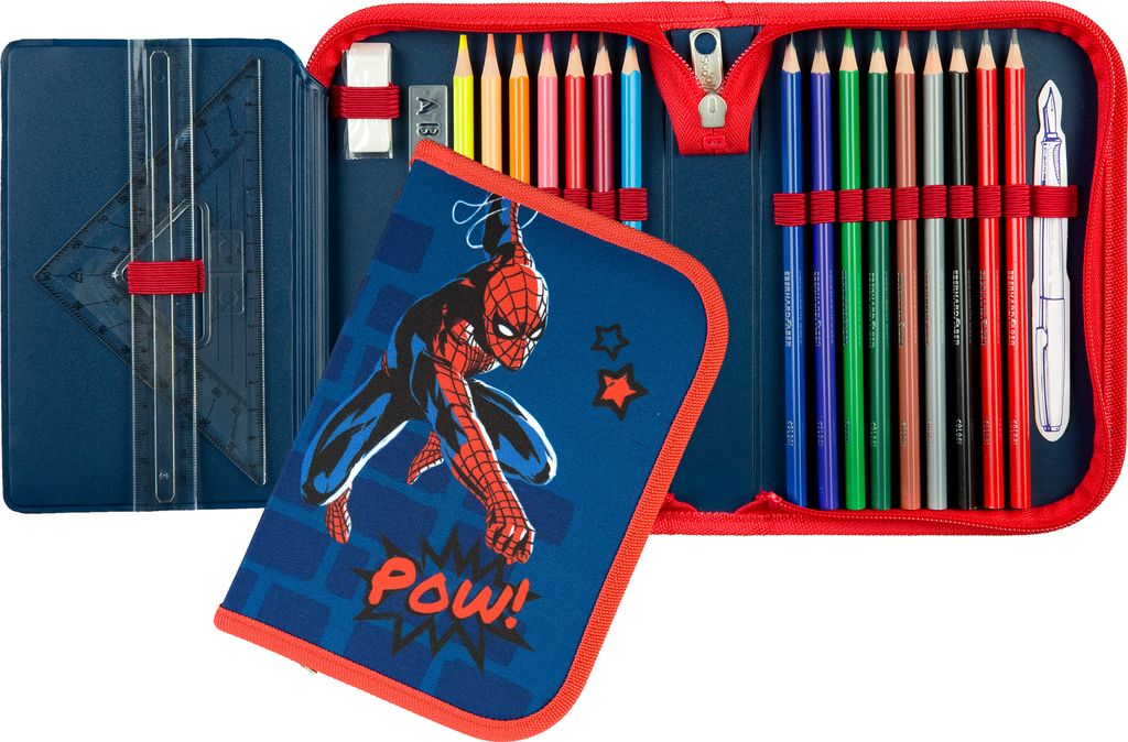 Trousse d'écolier Spiderman Trousse à crayons avec contenu Image du produit 