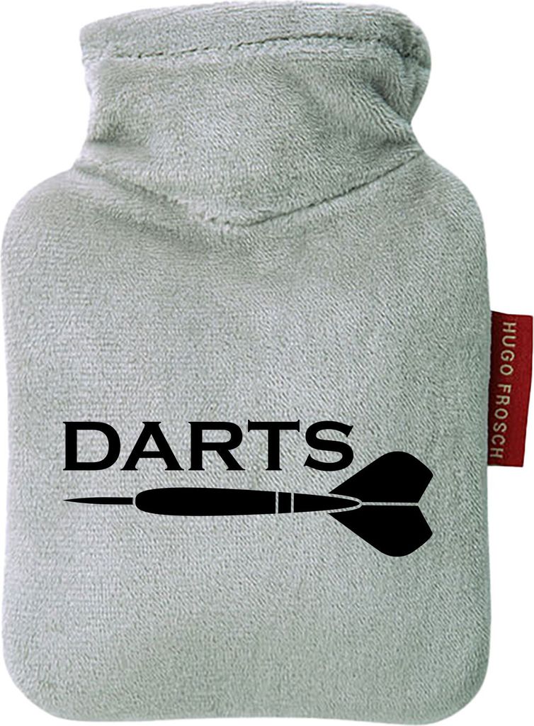 Huuraa Mini-Wärmflasche Darts Dartpfeil 0,2 Liter Grey Mini Veloursbezug Taschenwärmer Geschenkidee