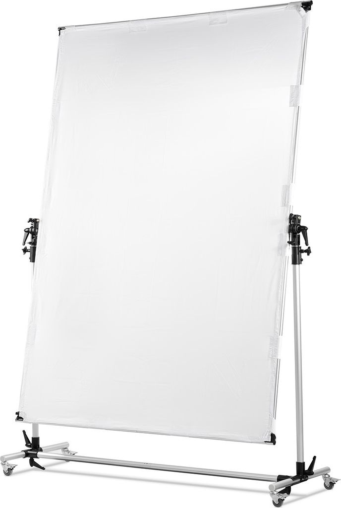 Walimex pro Rollbares Reflektorpanel 150 x 200 cm, Reflektor und Diffusor Fotografie in einem, silberfarbene Vorderseite und schwarze Rückseite