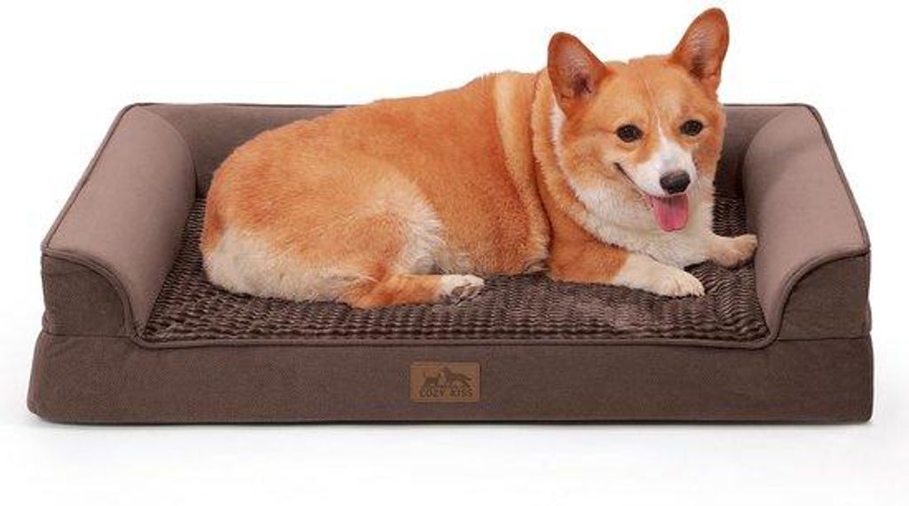 Hundeunterkunft für mittelgroße Hunde, dampfsichere Hundefläche, mittelschwerer unterstützender Schaumgummibeistell mit abnehmbarer, waschbarer...
