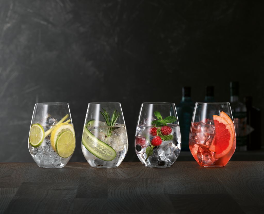 Spiegelau Gin & Tonic Set 4-tlg., Gin Gläser, Tonic Gläser, Kristallglas, 630 ml, 4800295