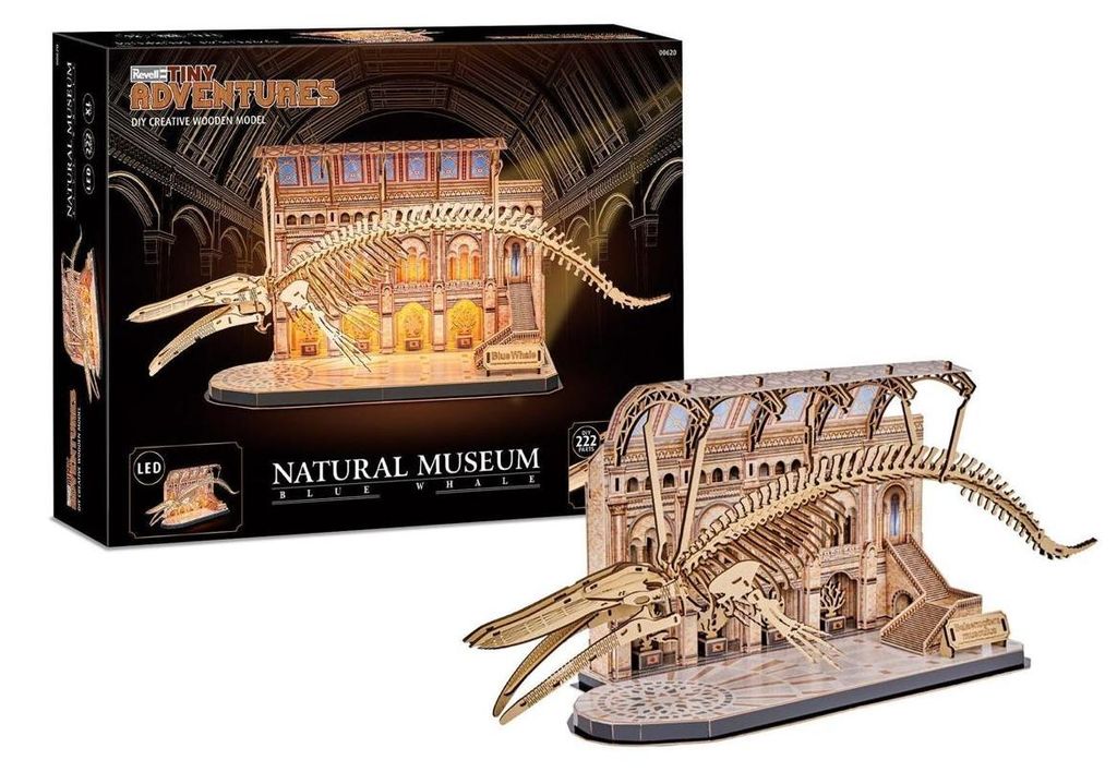 Revell Tiny Adventures|Revell Tiny Adventures - Natural Museum Blue Whale, Miniaturwelt aus Holz zum Zusammenbauen