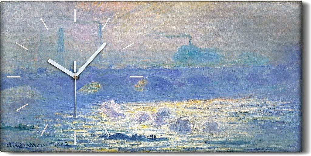 Leinwand Wanduhr Wandkunst Uhr Geräuschlos Kunstdruck 60x30 Waterloo Brücke - weiße Hände