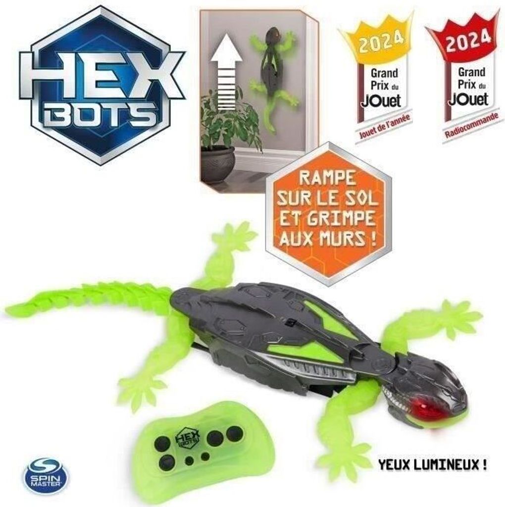 Gecko Hex Bots Roboter Spielzeug, Ferngesteuert 2.4 GHz, USB Wiederaufladbar, Klettert an Wänden, SPIN MASTER