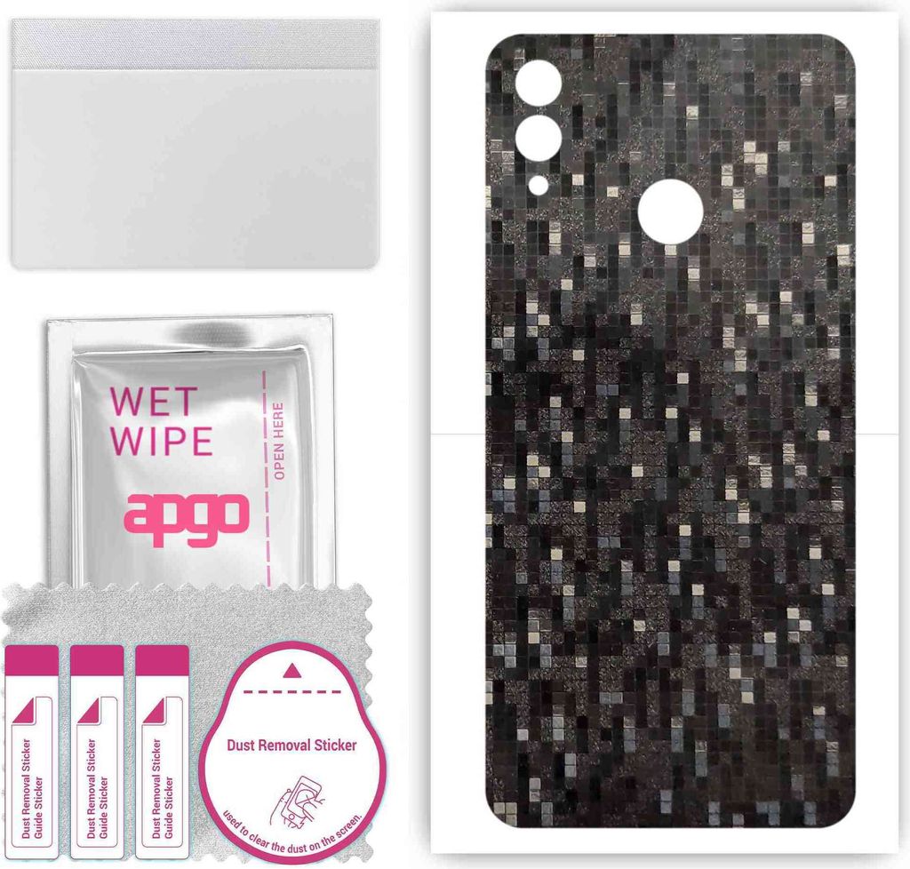 apgo Rückseite Schutzfolie, Skin, kompatibel mit Honor 10 Lite, Hinten Displayschutzfolie aus Vinylfolie, kratzfest, einfache Montage - Carbon Bla...