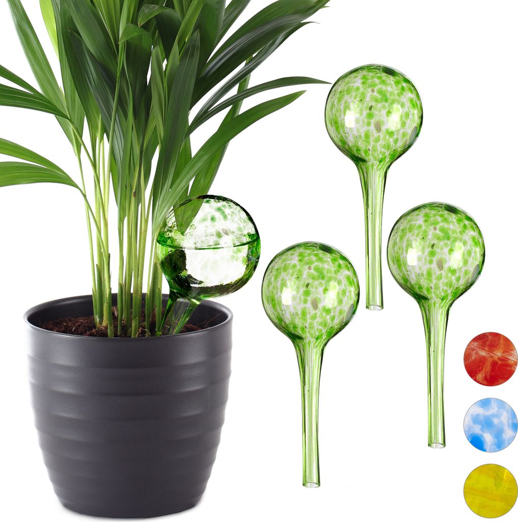 relaxdays 4 x sklenená polievacia guľa zelená Obrázok produktu 