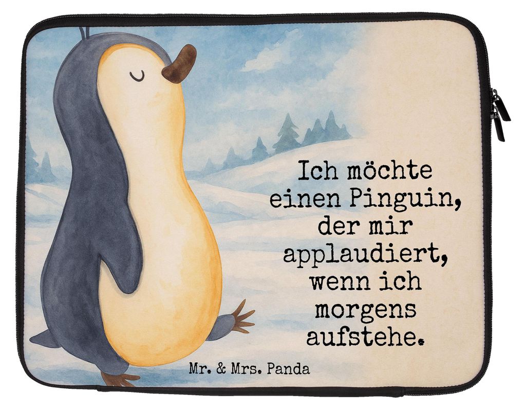 Mr. & Mrs. Panda Schutzhülle Laptop Pinguin marschieren Design 20 x 28 cm - Weiß - Geschenk, Hülle, Laptoptasche, Aufstehen, Notebook Tasche, Un...